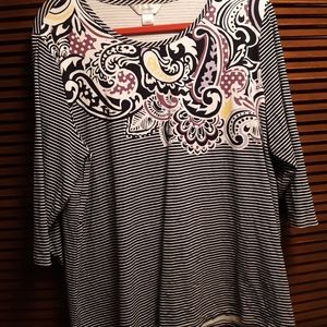 CJ Banks stripe top with paisley print